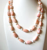 Vintage Pale Pink White Lucite Necklace 92520