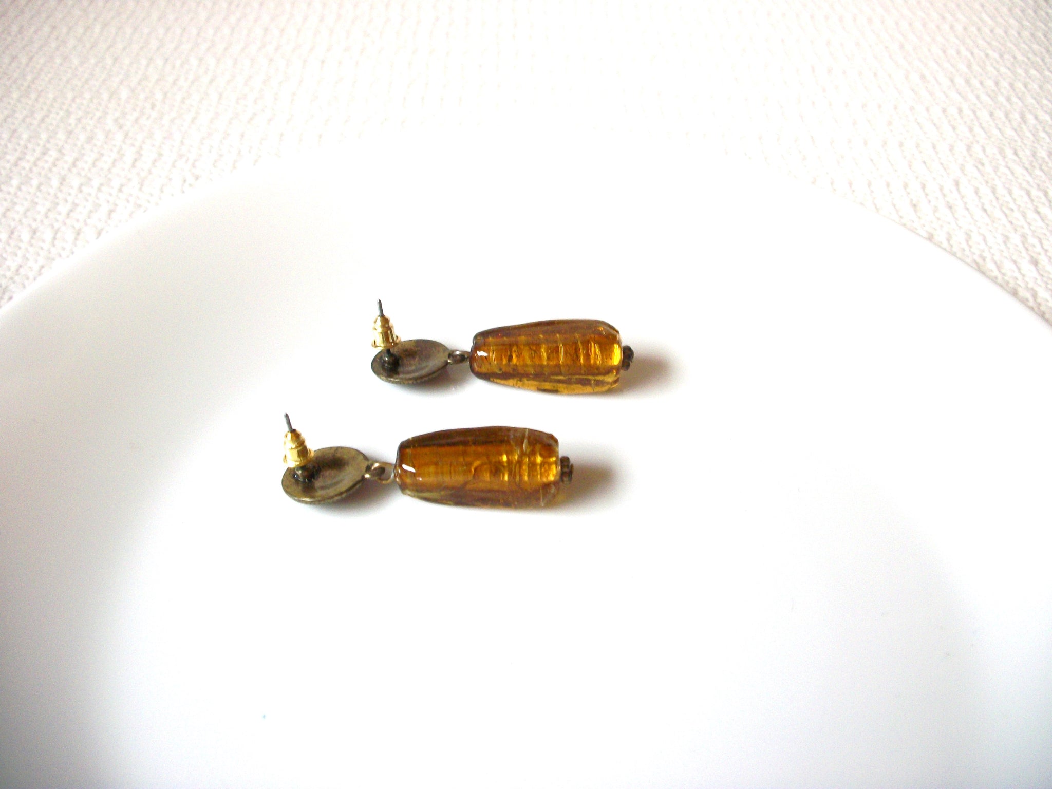 Vintage Honey Gold Glass Earrings 92920