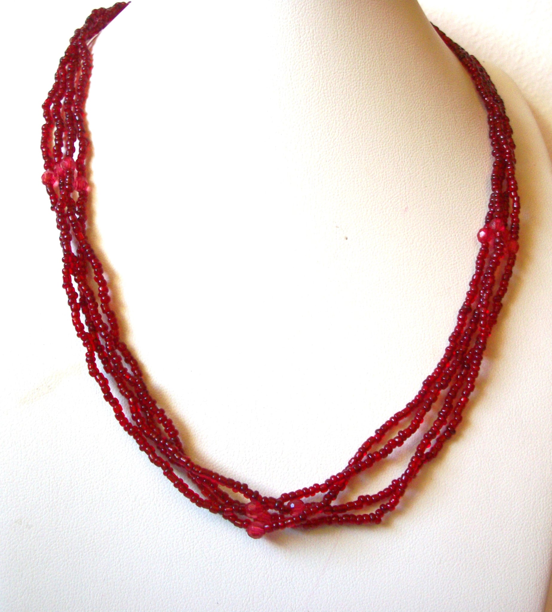 Vintage Red Glass Necklace 92920