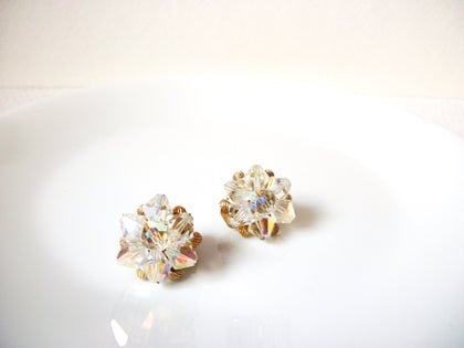 Vintage Aurora Borelias Crystal Glass Cluster Earrings 100120