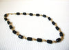 Retro Black Silver Lucite Plastic Necklace 100120