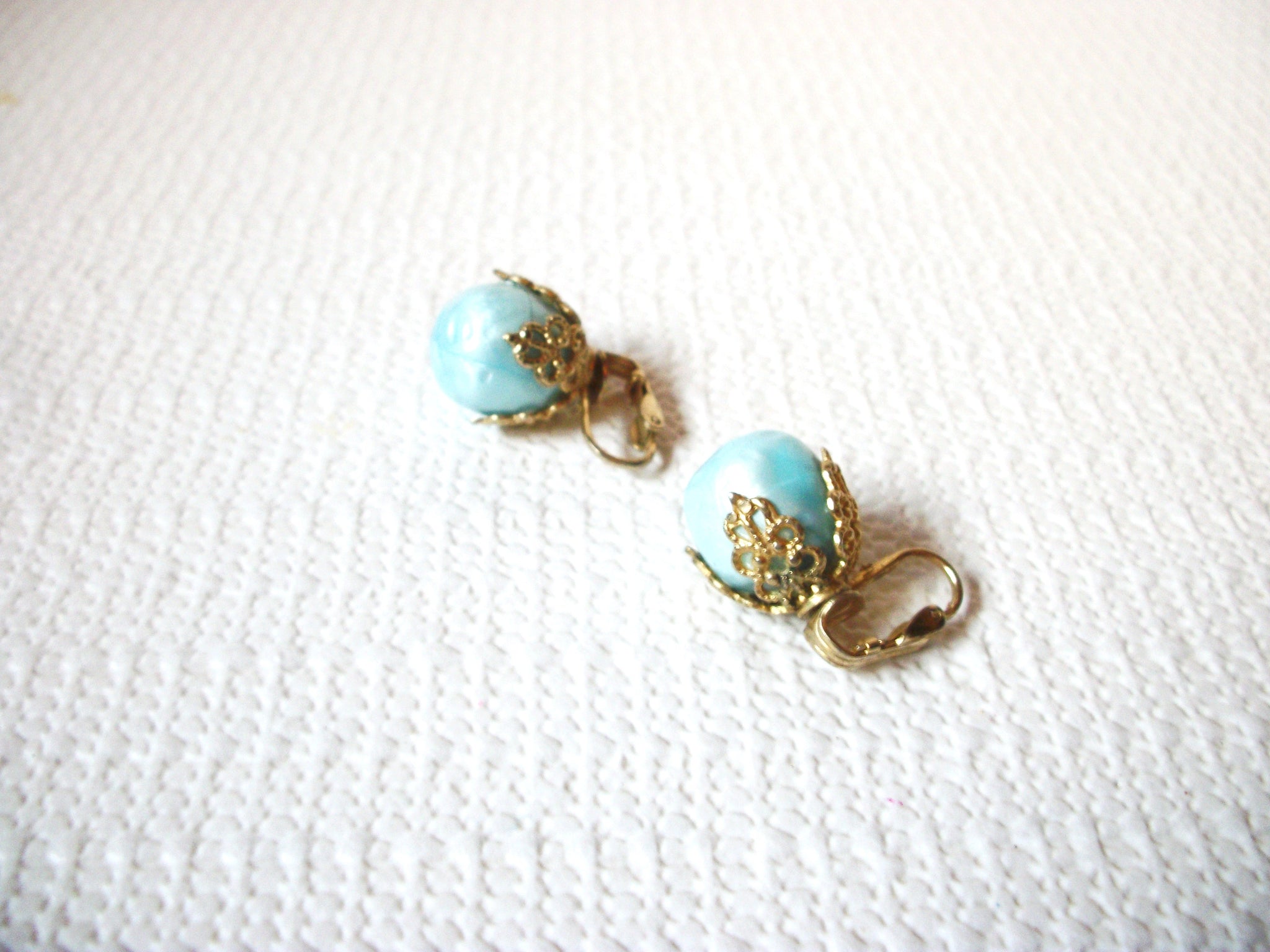 Vintage Gold Blue Smaller Earrings 100220