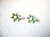 Vintage White Yellow Blue Screw Back Flower Earrings 100220