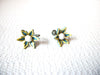 Vintage White Yellow Blue Screw Back Flower Earrings 100220