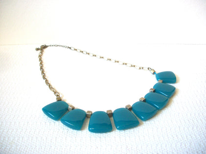 Retro Turquoise Teal Glass Necklace 100420