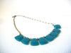 Retro Turquoise Teal Glass Necklace 100420