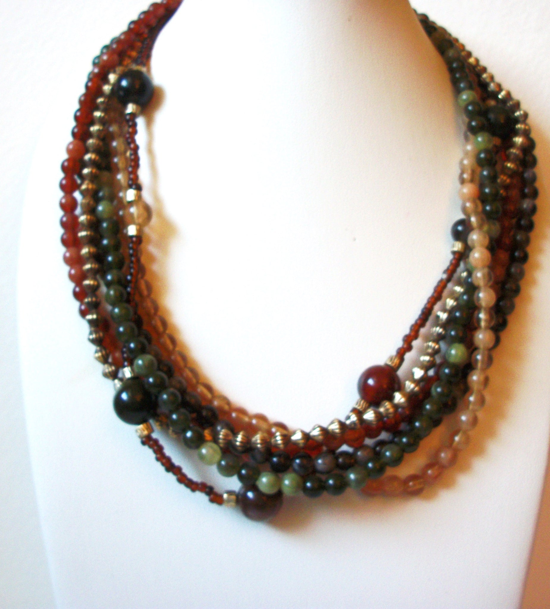 Retro Earthy Fall Colors Lucite Necklace 100420