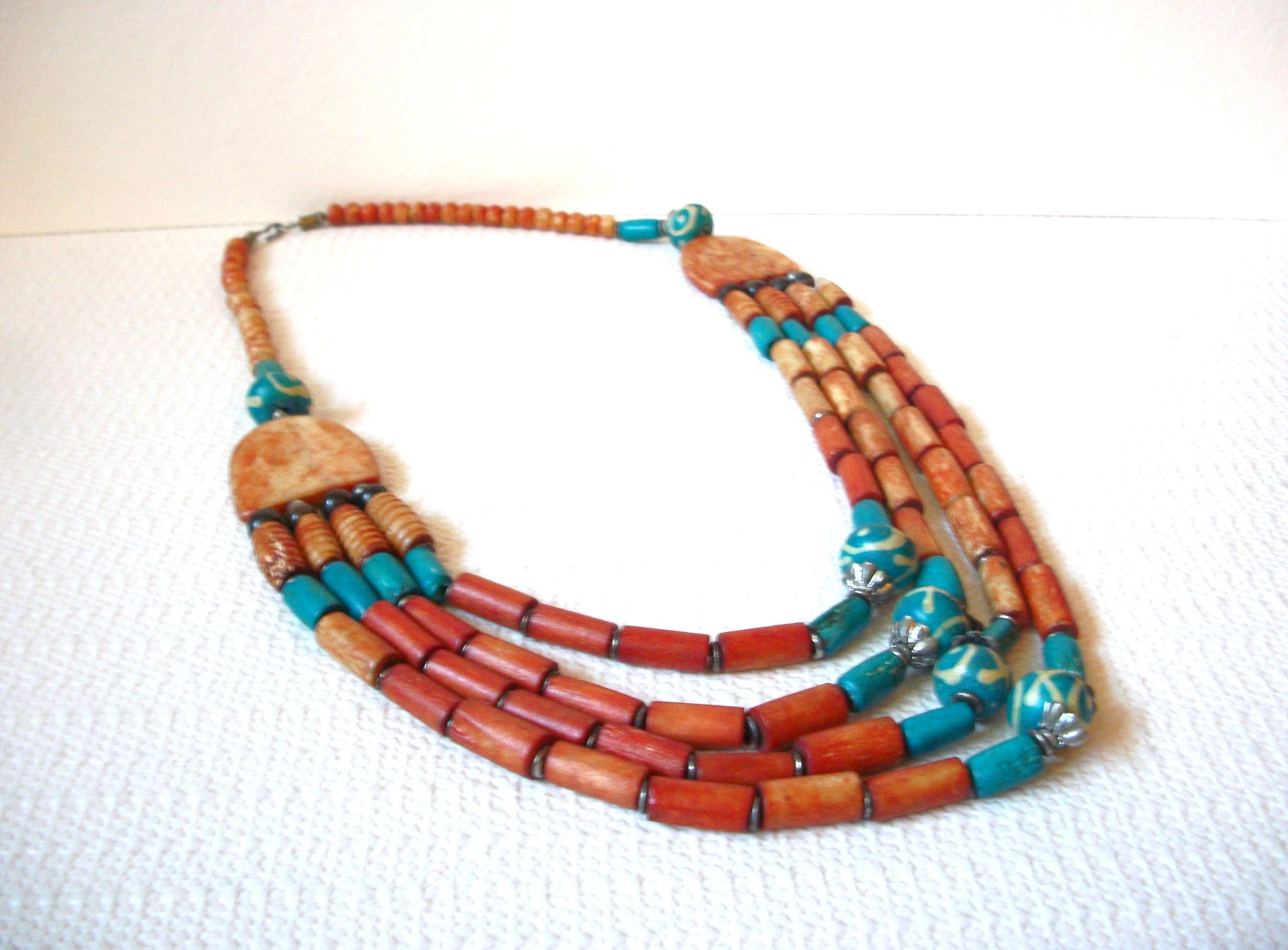 Vintage Ethnic Peruvian Stone Clay Necklace 100420