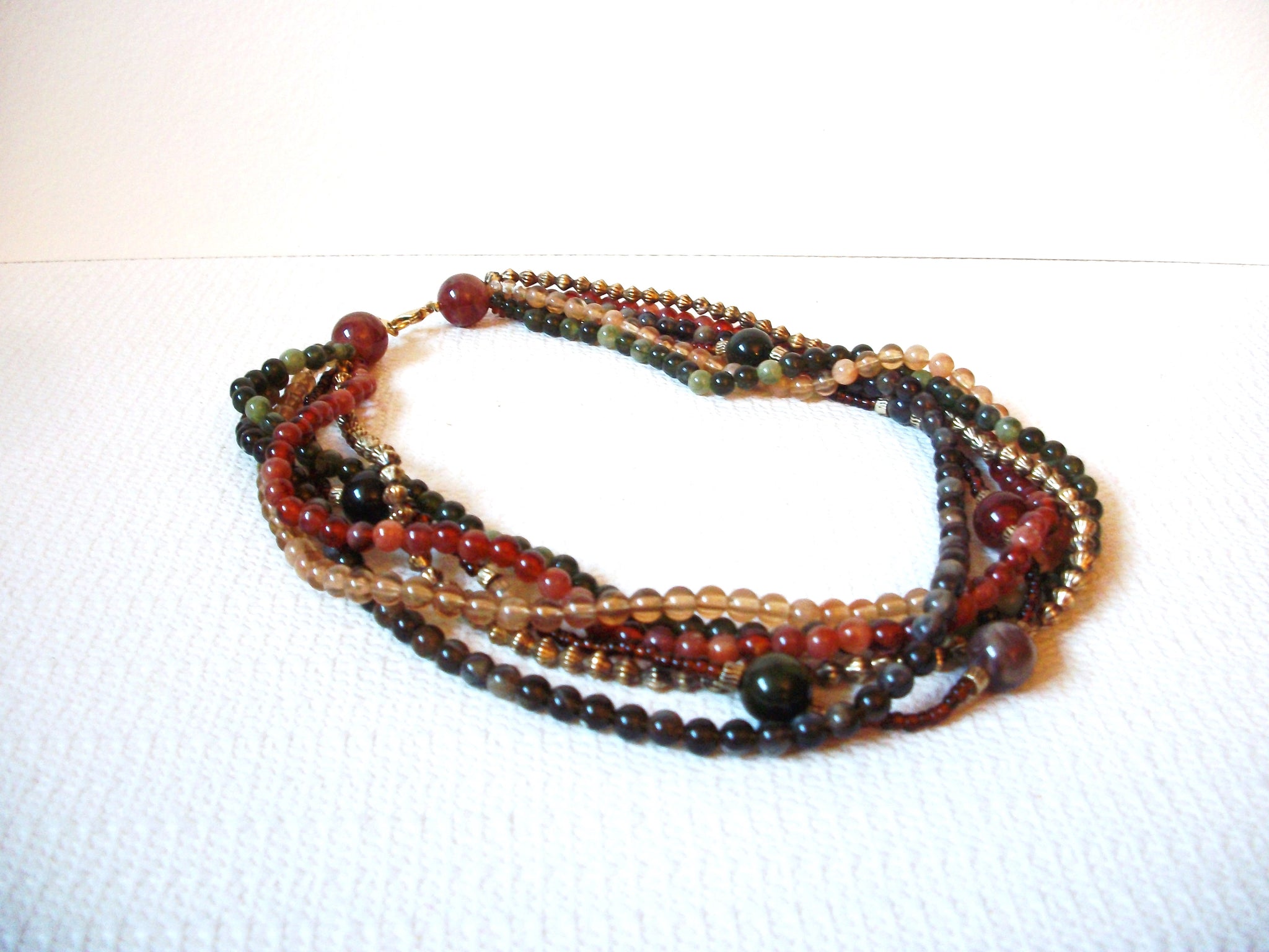 Retro Earthy Fall Colors Lucite Necklace 100420