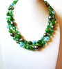 Vintage Green Glass Necklace 100620