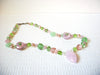 Vintage Rose Quartz Jade Glass Necklace 100520