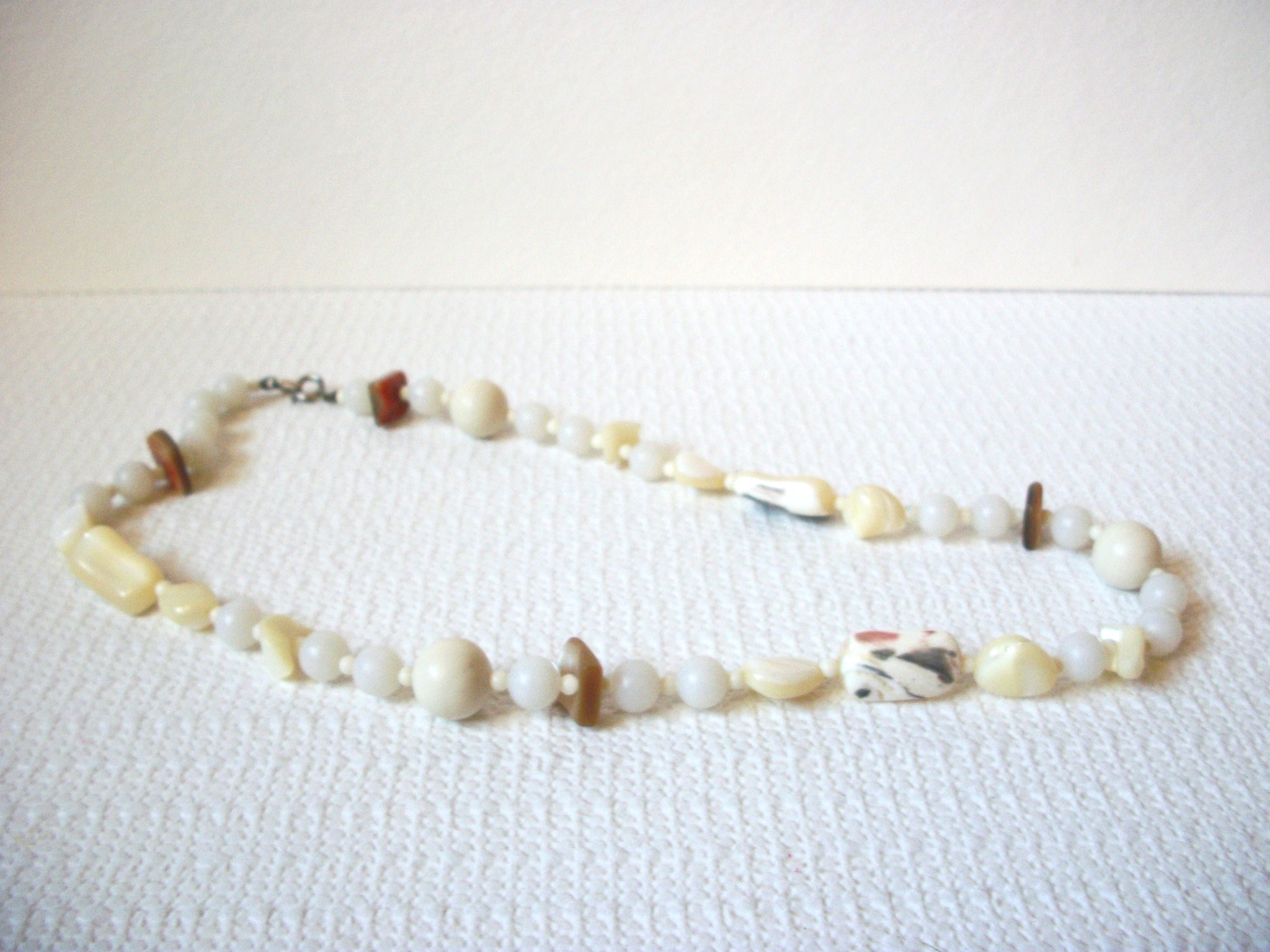 Vintage Quartz Mother Of Pearl Jasper Stones Necklace 100520