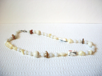 Vintage Quartz Mother Of Pearl Jasper Stones Necklace 100520
