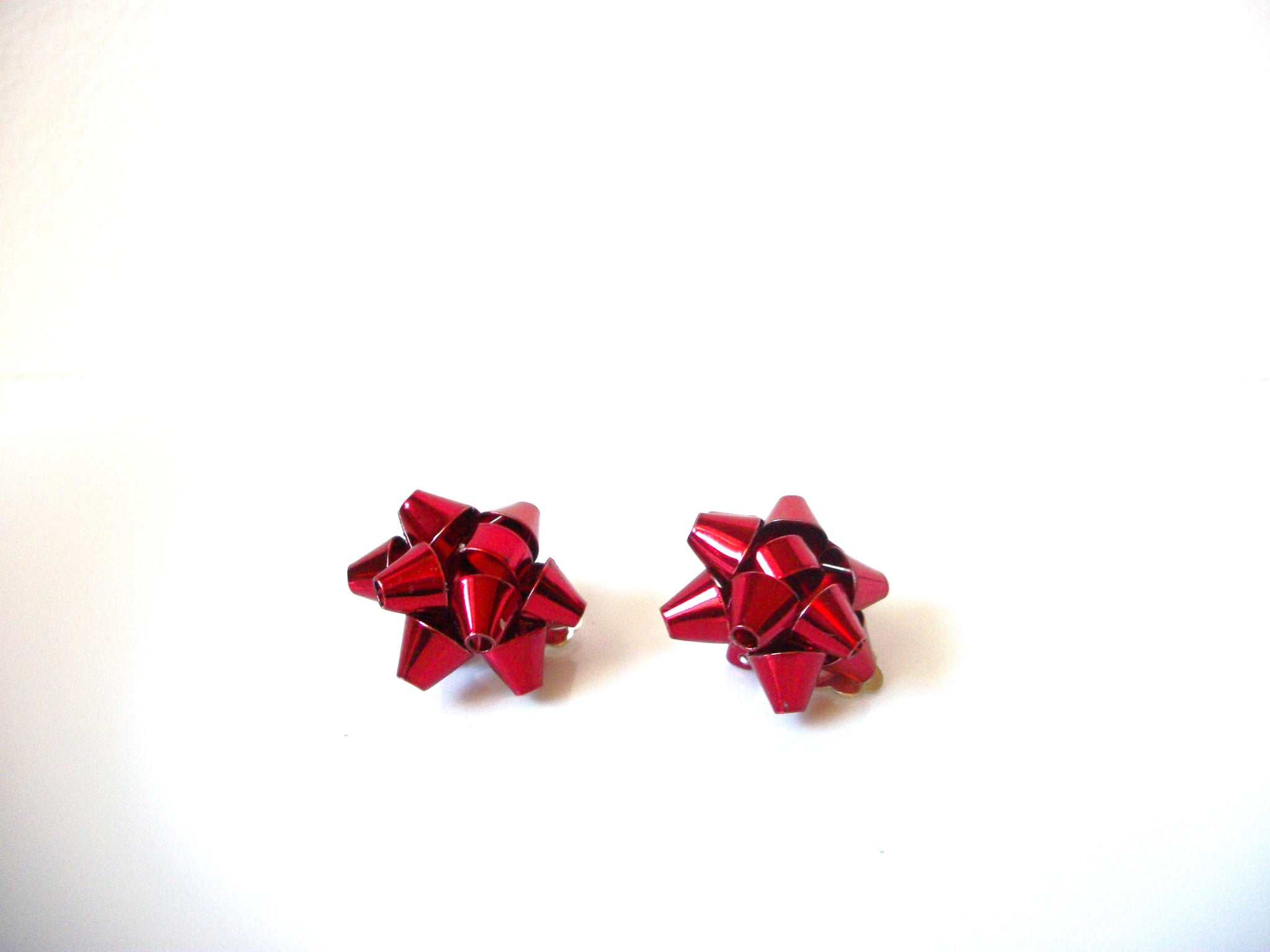 Vintage Red Ribbon Christmas Earrings 100520