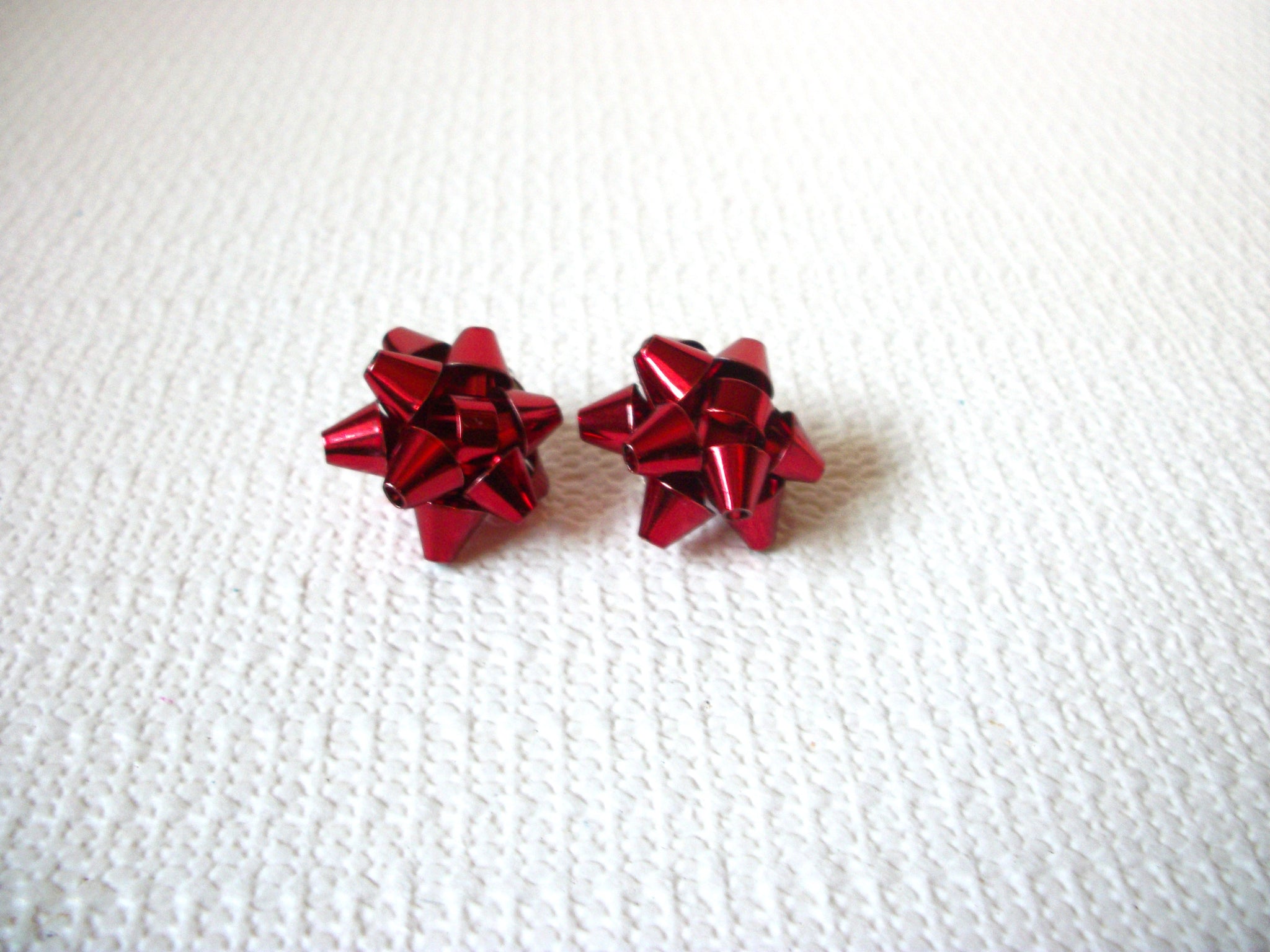 Vintage Red Ribbon Christmas Earrings 100520