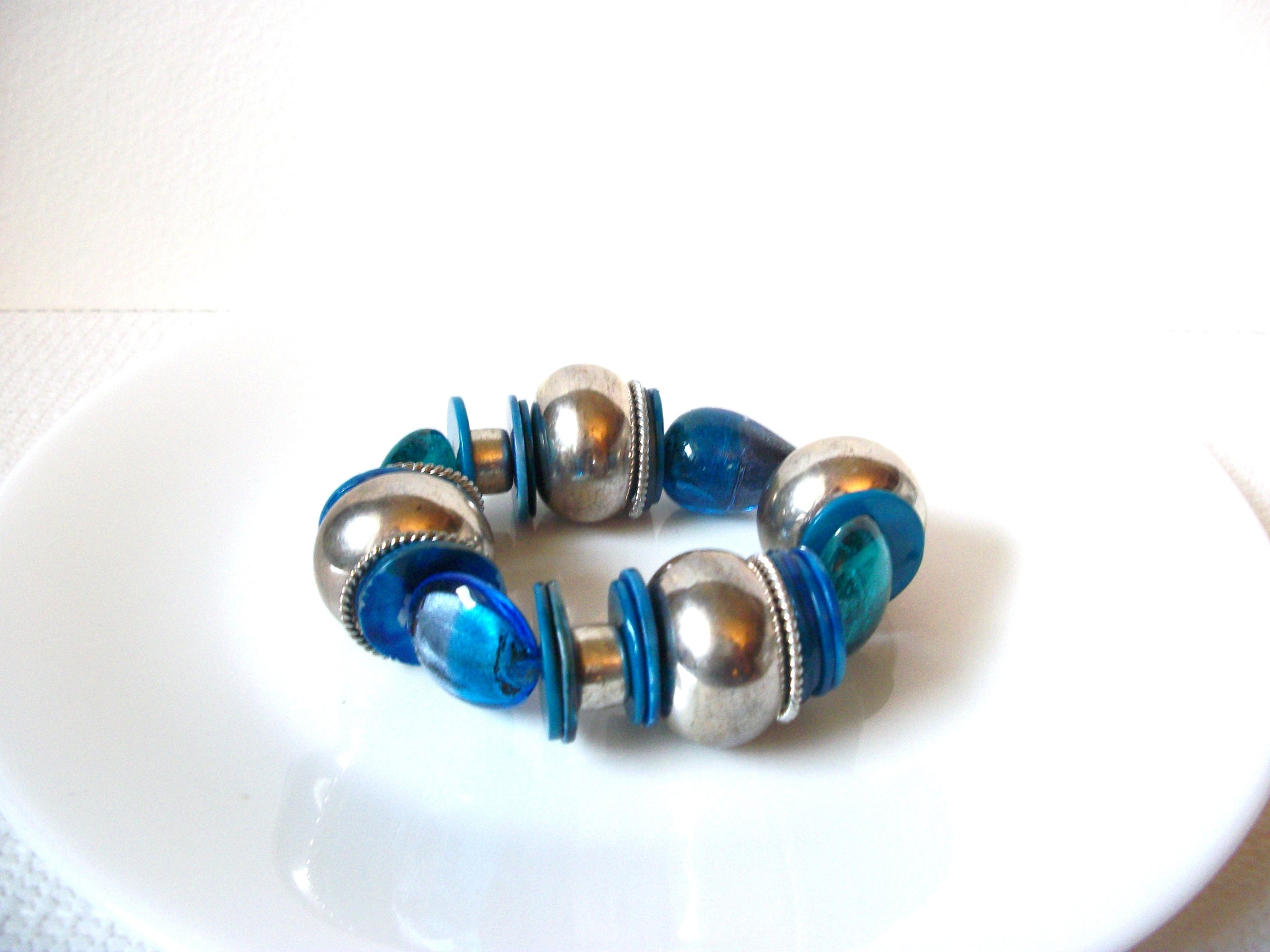 Retro Cloudy Blue Silver Bracelet 100620