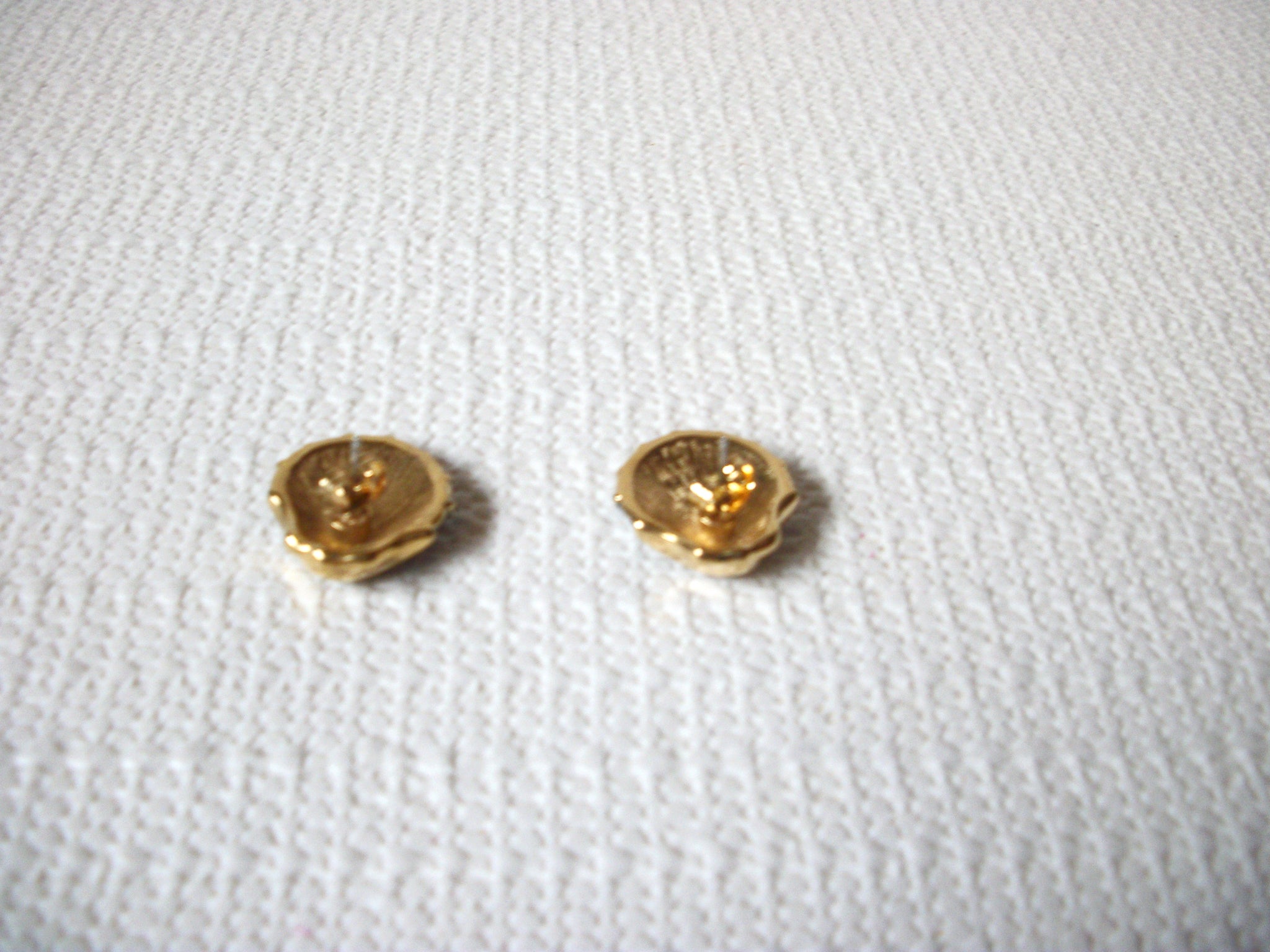 Vintage Gold Blue Shell Earrings 100820