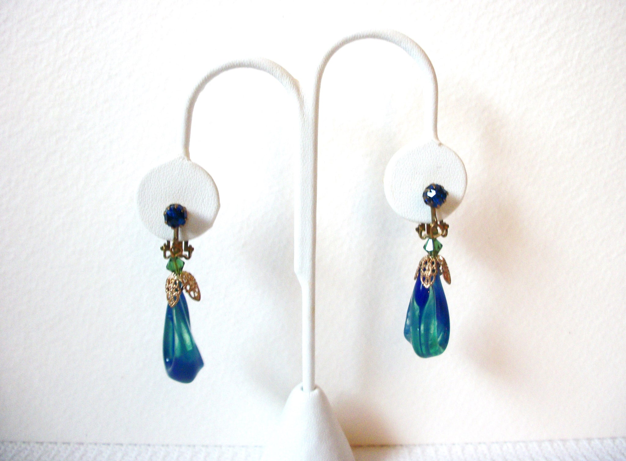 Vintage Blue Glass Earrings 100820