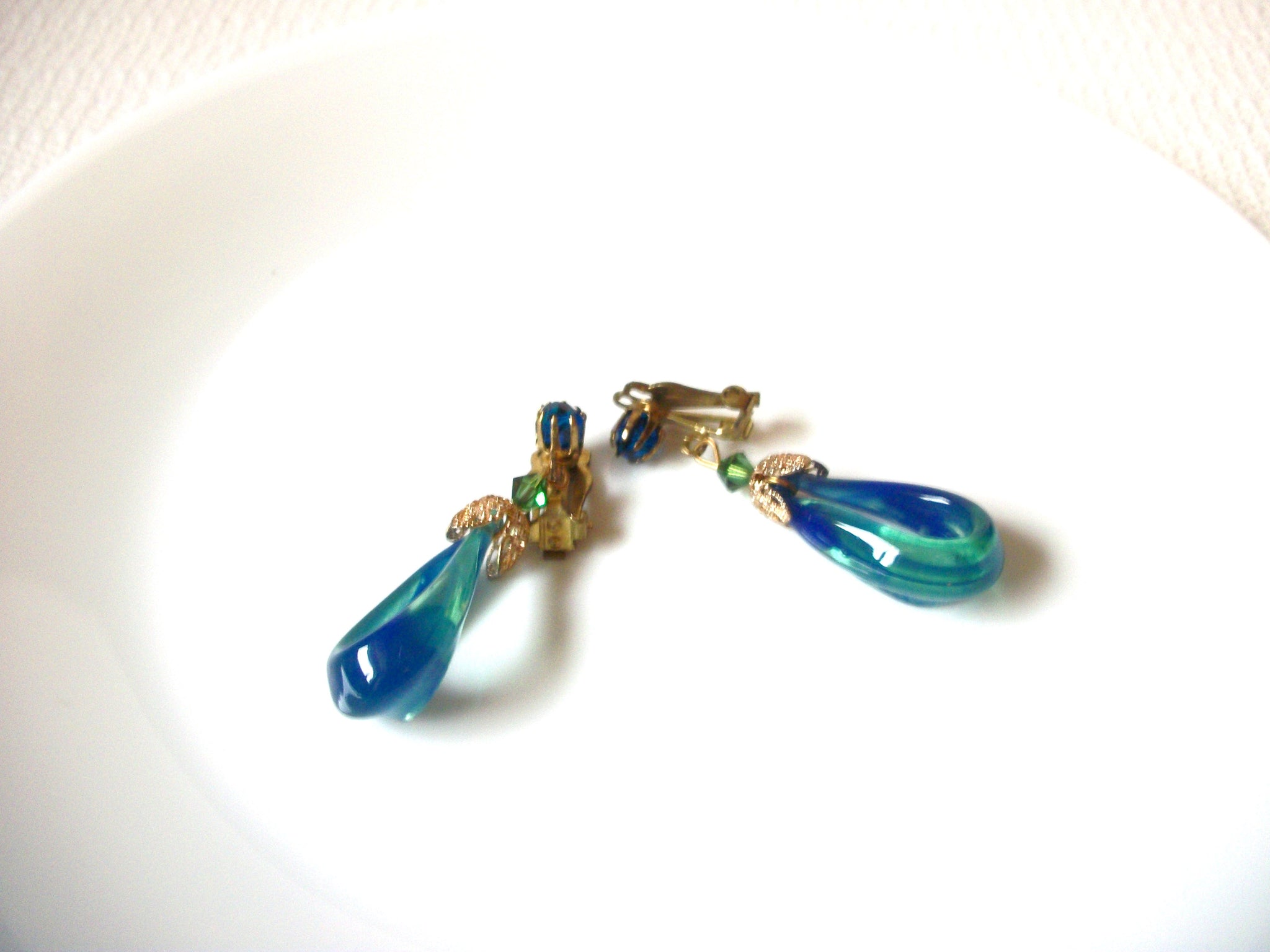 Vintage Blue Glass Earrings 100820