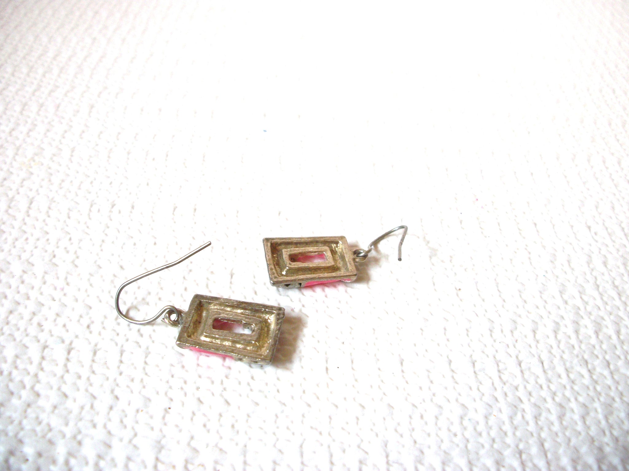 Retro Silver Pink Earrings 100820