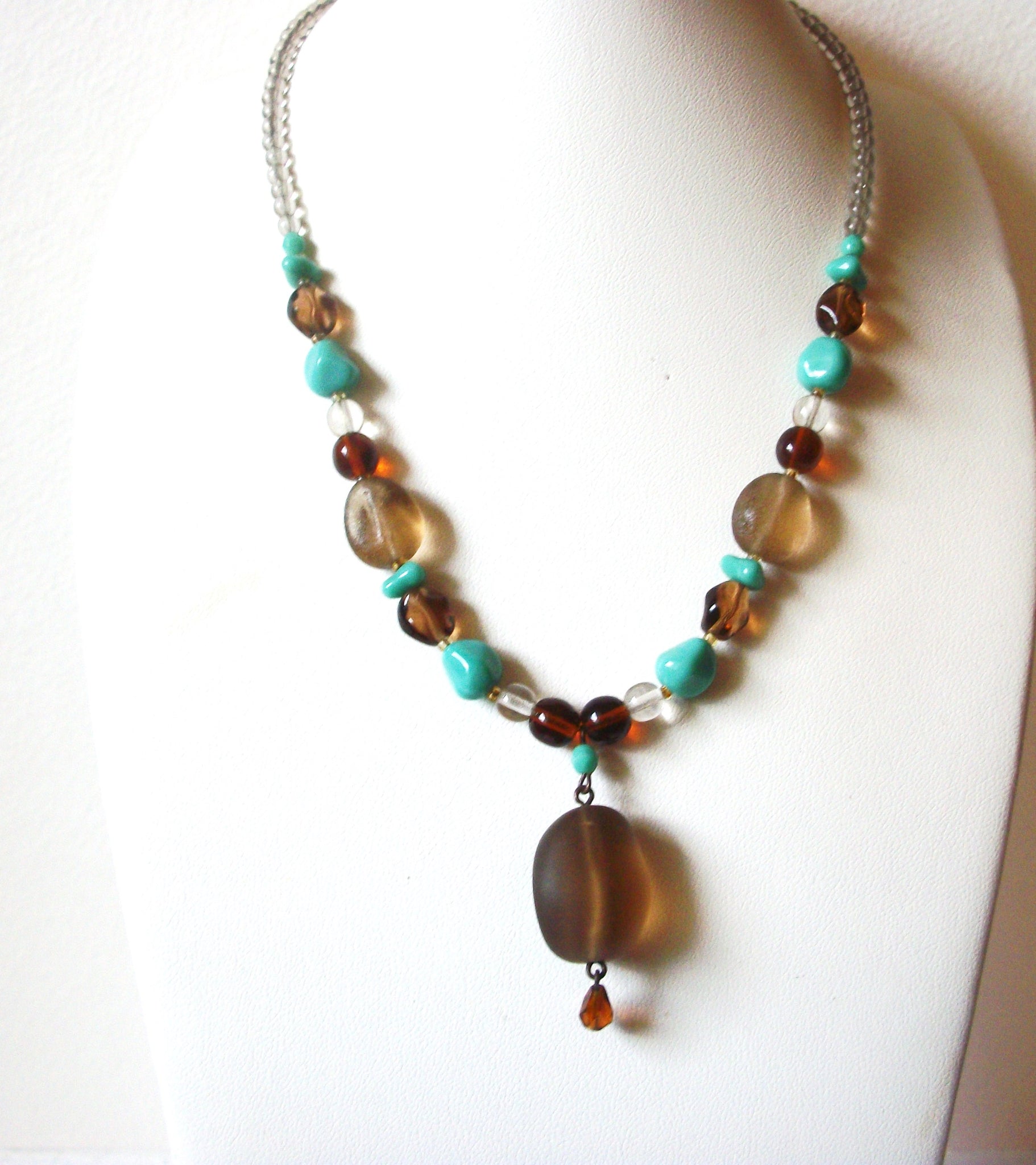 Sea Frosted Glass Pendant Necklace 122920