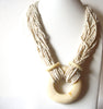 Bone Horn Glass Beads Multi Strand Necklace 93017