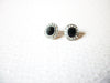 MONET Clear Rhinestone Black Glass Smaller Earrings 91517