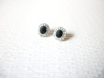 MONET Clear Rhinestone Black Glass Smaller Earrings 91517