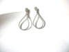 Vintage Silver Toned Clear Rhinestone 2 1/4" Long Dangle Earrings 92816