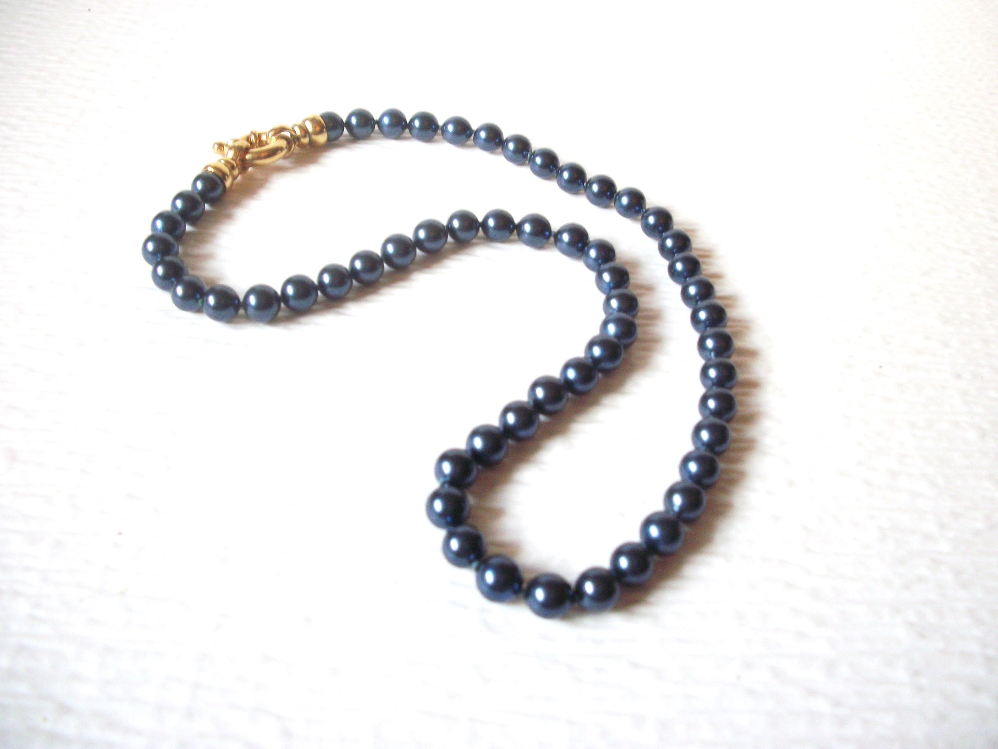 Retro Gray Glass Dipped Faux Pearl Necklace 93017