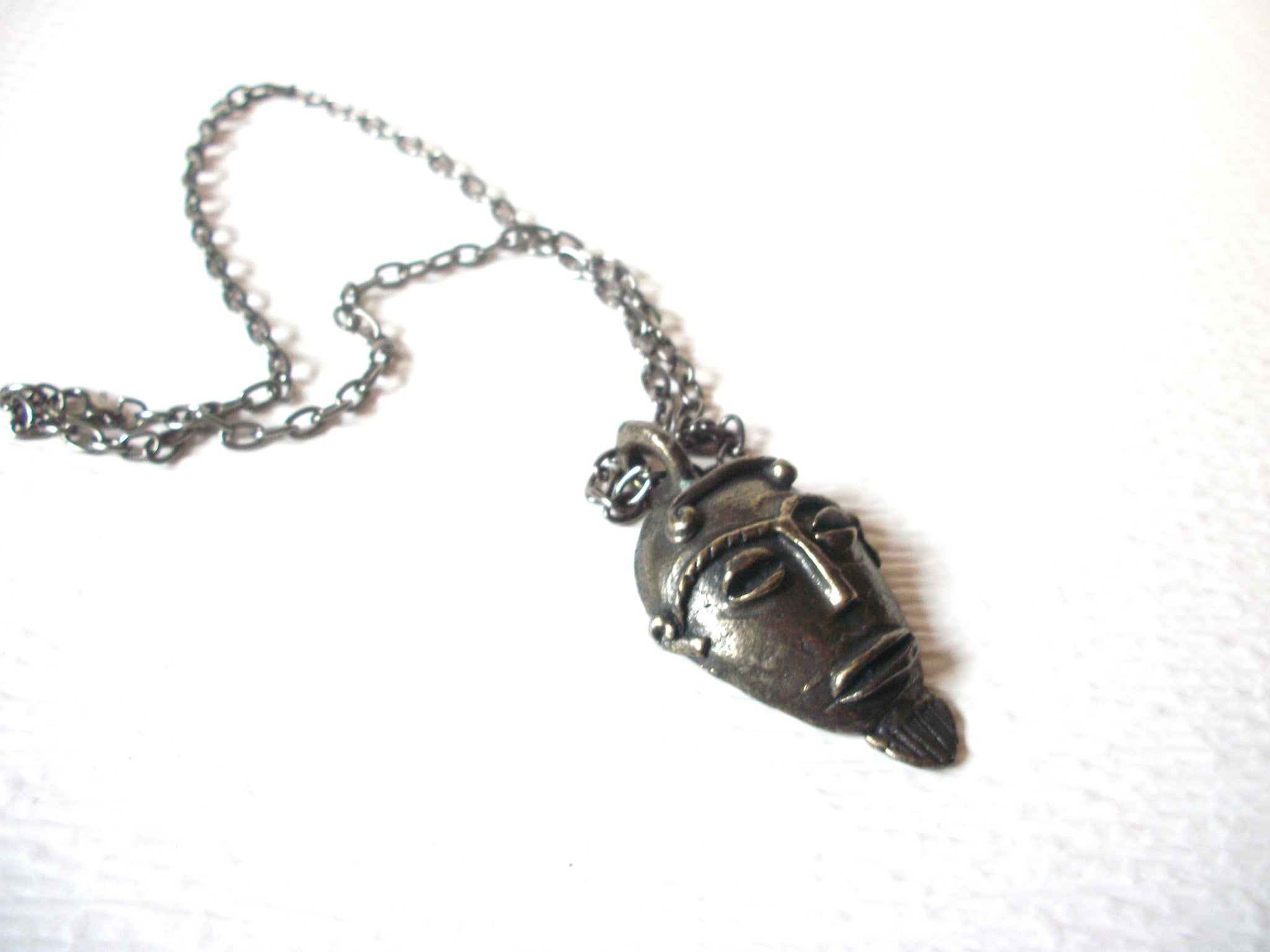 Vintage Figural Face Pendant Necklace 93017