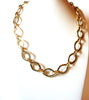 Vintage Designer Gold Toned Hammered Metal Links Necklace 9617
