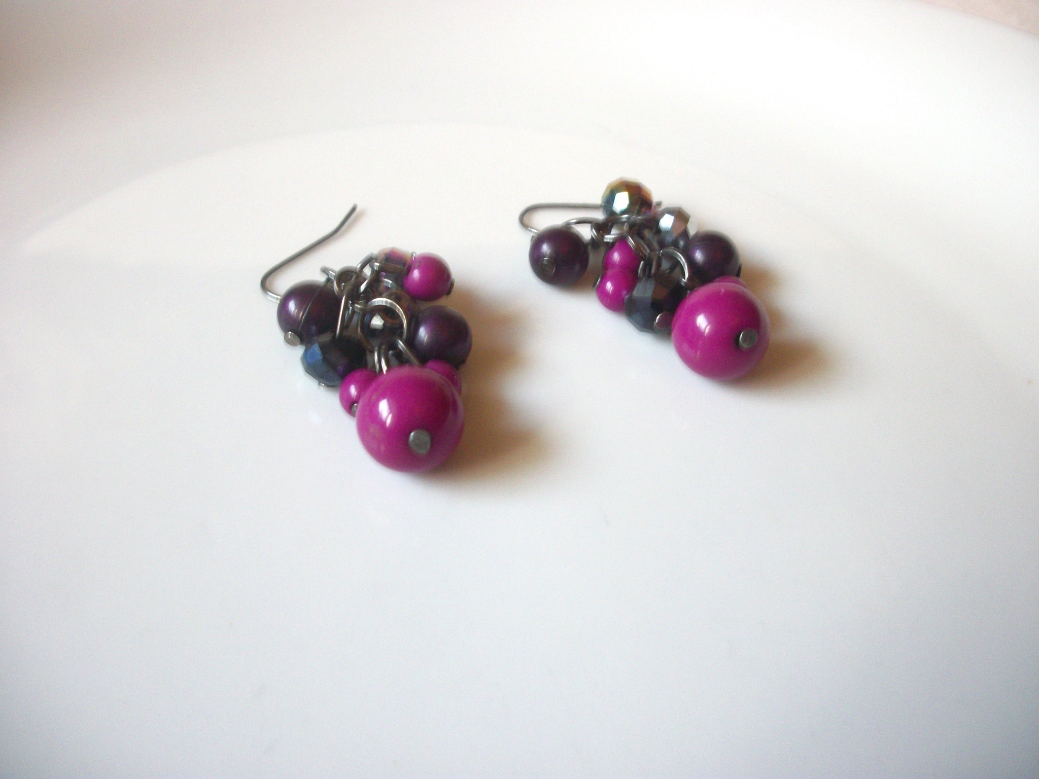 Bohemian AB Crystal Iridescent Fuchsia Pink Dangle Earrings 92517