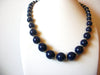 Retro Dark Blue Toned Old Plastic Beads Necklace 92017