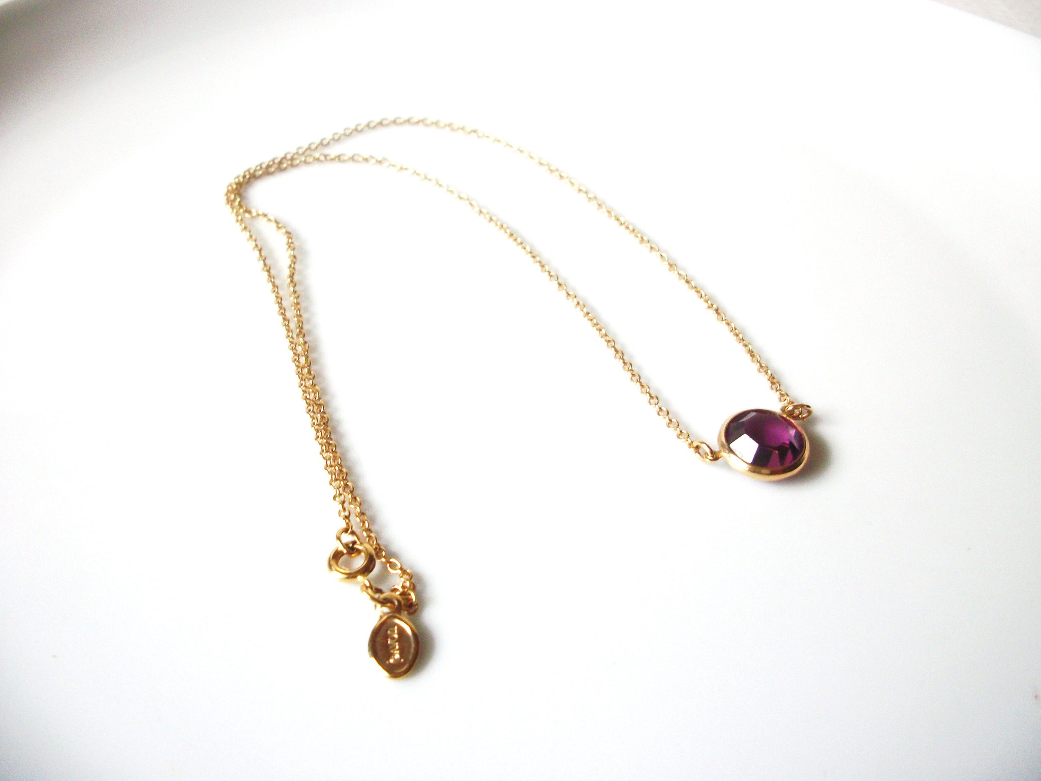 AVON Vintage Purple CZ Pendant Necklace 91617