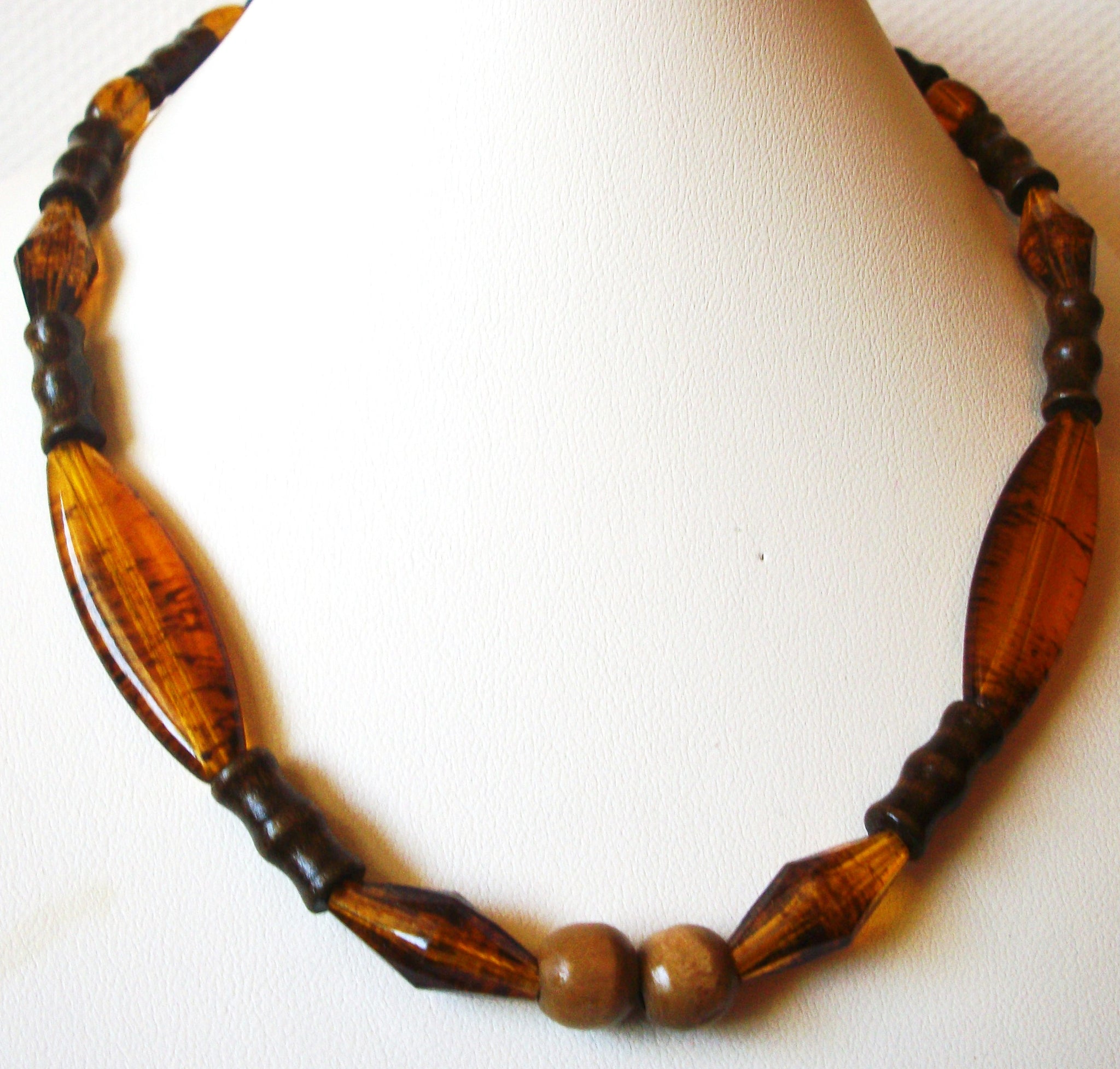 Brown Amber Honey Necklace Earrings Set 92816
