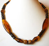 Brown Amber Honey Necklace Earrings Set 92816