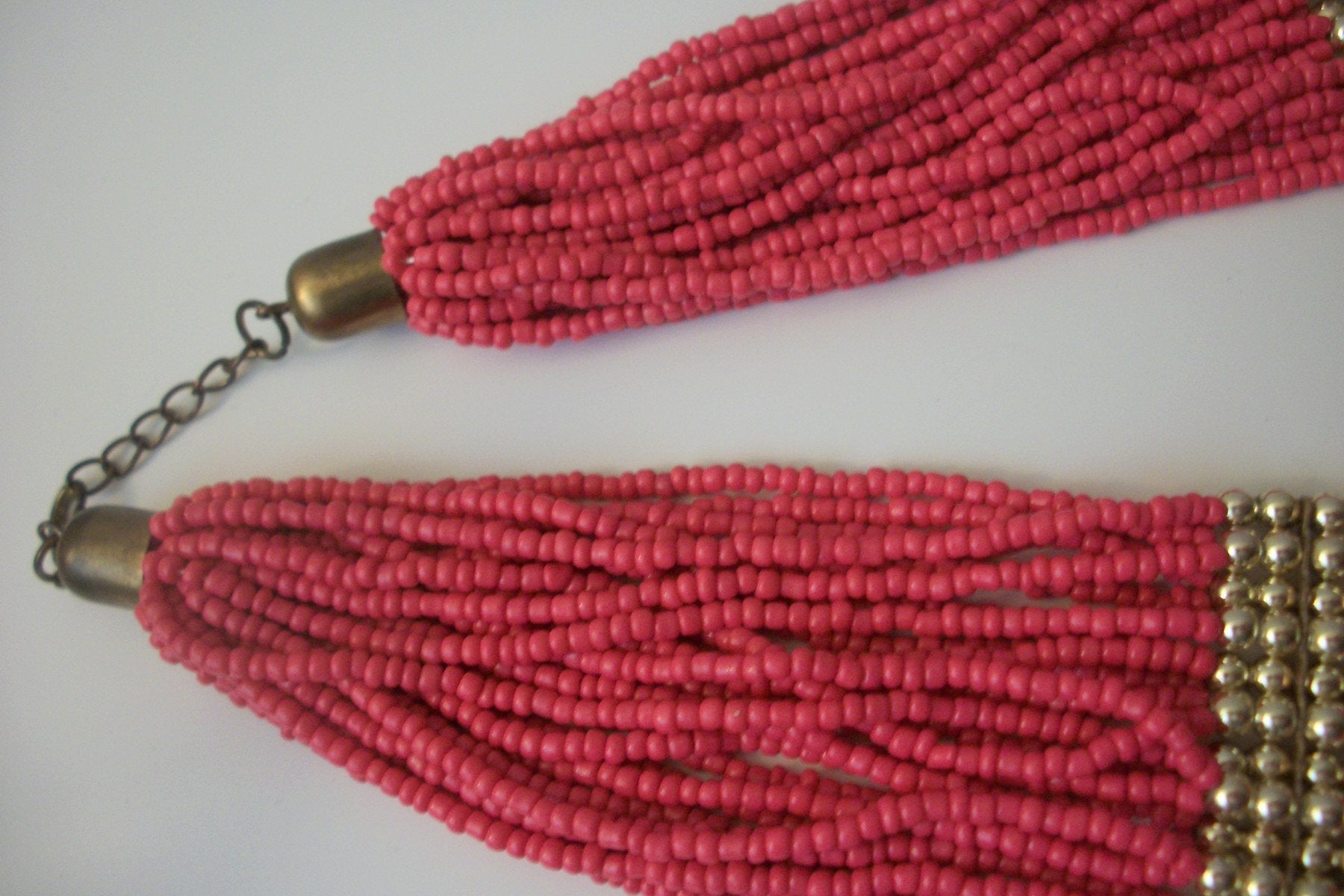 Fuchsia Dark Pink Japanese Glass Beads Necklace 52018