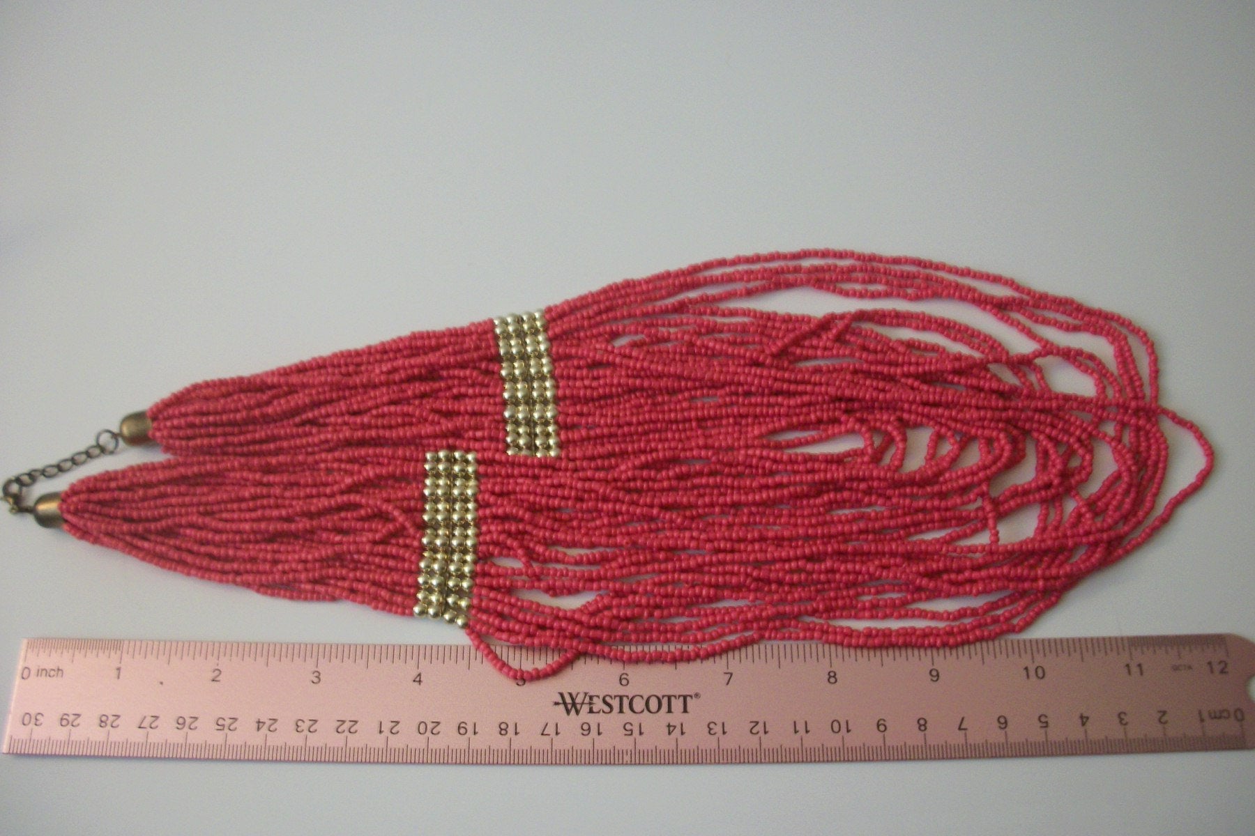 Fuchsia Dark Pink Japanese Glass Beads Necklace 52018