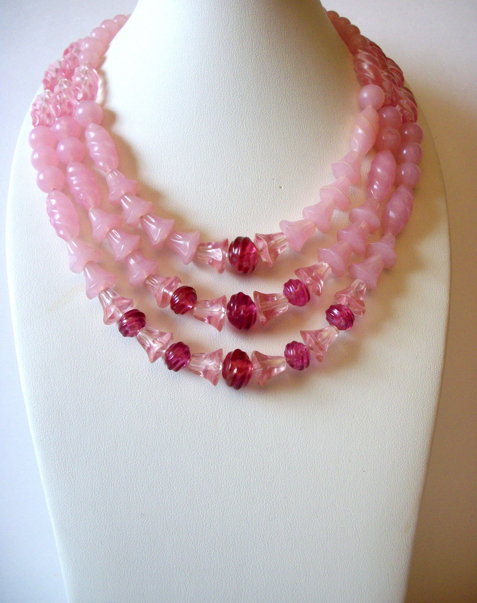 WGERMANY Pink Trumpet Vine Multi Strand Necklace 71218Z