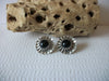 SARAH COV Floral Silver Black Clip On Earrings 71218T