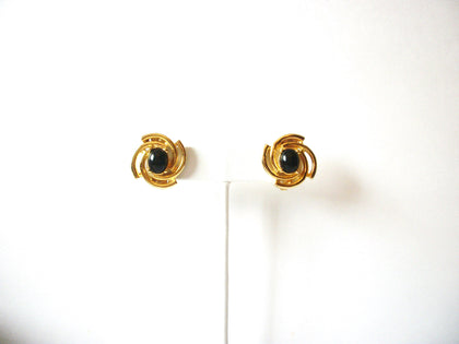 Vintage PAOLO Gold Black Clip On Earrings 71218Z