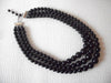 Vintage JAPAN Multi Strand Black Acrylic Necklace 71218Z