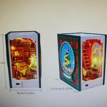 Christmas Cottage 3D Book Nook DIY Kit - Handcrafted Miniature Diorama For Home Decor, Festive Holiday Atmosphere Creative Gift Model, Christmas Present (Glue Not Included)