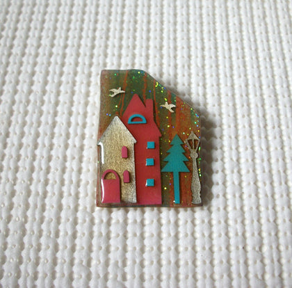 Vintage Lucinda House Pins, Highly Detailed Love Birds Nature Good Life Glitter 021321