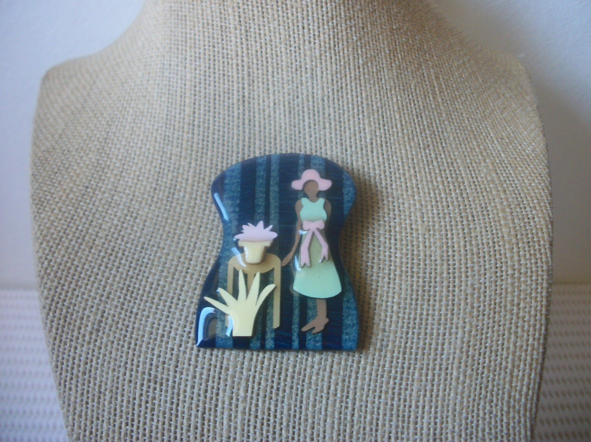 Vintage Brooch Pin RARE Lucinda Woman Pins, Pretty Lady Loves Plants 021321