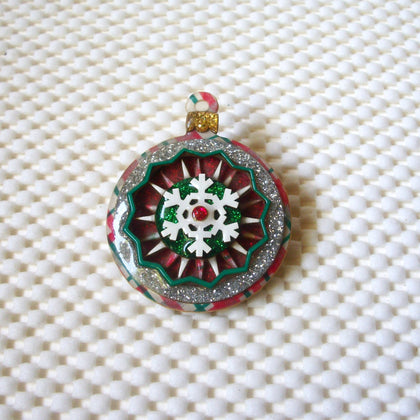 Vintage Ultra Rare Lucinda Signed Christmas Ornament Brooch-Recessed Dove Center 61318