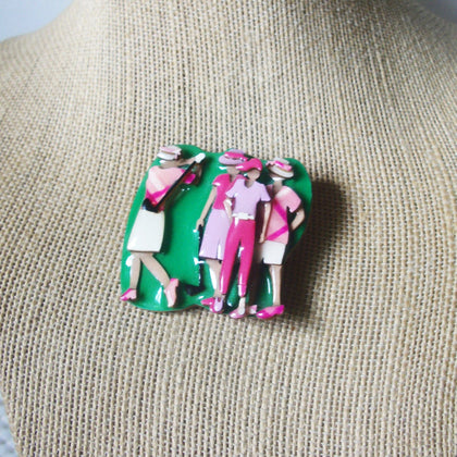 Pretty Lucinda Woman Pins, Lady Golfers In Pink 61318
