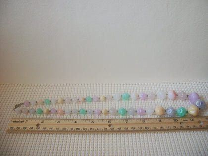 Chunky Retro 24" Necklace Candy Colors Acrylic Beads Silver Tone Spacers 030221