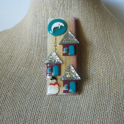 Vintage Lucinda House Pins, Christmas Snowman Ready For Christmas 43017